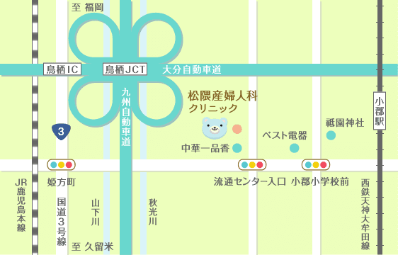 画像：松隈産婦人科クリニックへの簡易地図
